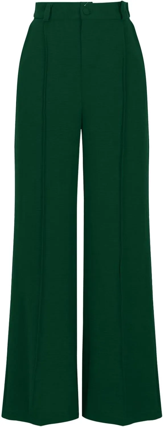 FZYLQY Women's Button High Waist Wide Leg Pants Solid Stretch Straight Leg Trousers Lightweight Casual Pants with Pockets
