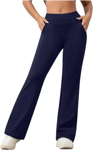 FZYLQY Womens Casual Pants Tummy Control High Waisted Pants Wide Straight Leg Pants Workout Yoga Pants Trousers with Pockets
