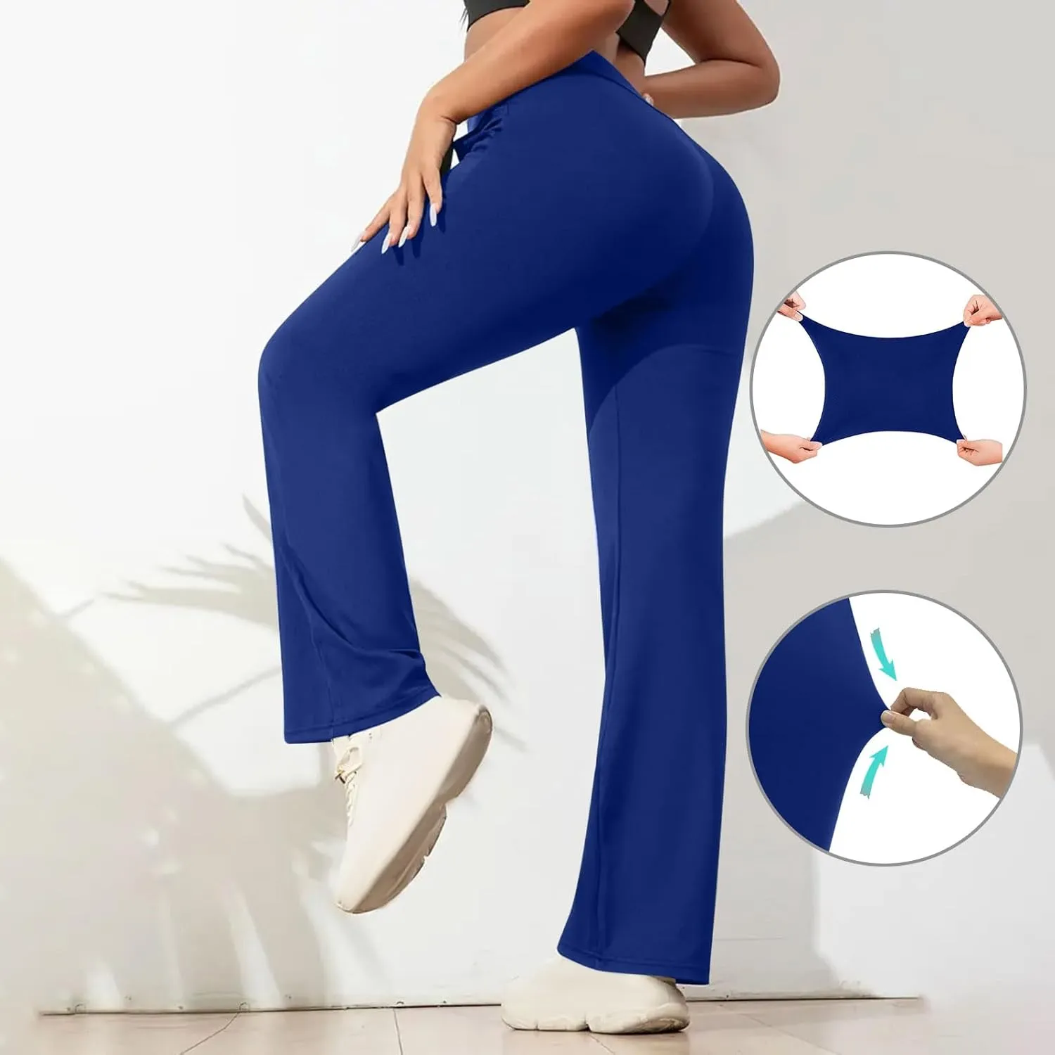 FZYLQY Womens Casual Pants Tummy Control High Waisted Pants Wide Straight Leg Pants Workout Yoga Pants Trousers with Pockets
