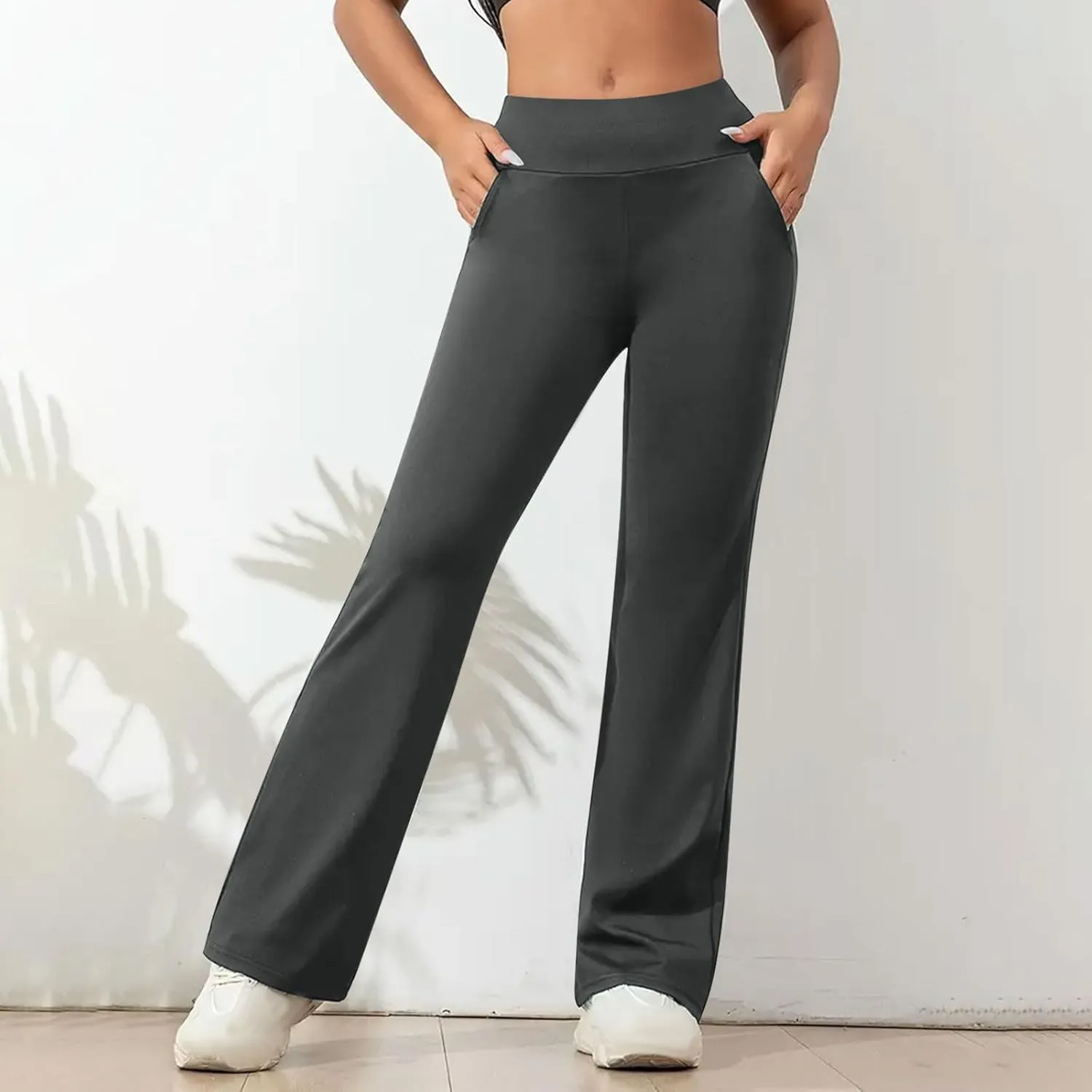 FZYLQY Womens Casual Pants Tummy Control High Waisted Pants Wide Straight Leg Pants Workout Yoga Pants Trousers with Pockets