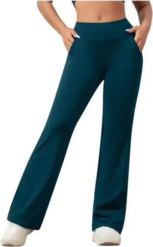 FZYLQY Womens Casual Pants Tummy Control High Waisted Pants Wide Straight Leg Pants Workout Yoga Pants Trousers with Pockets
