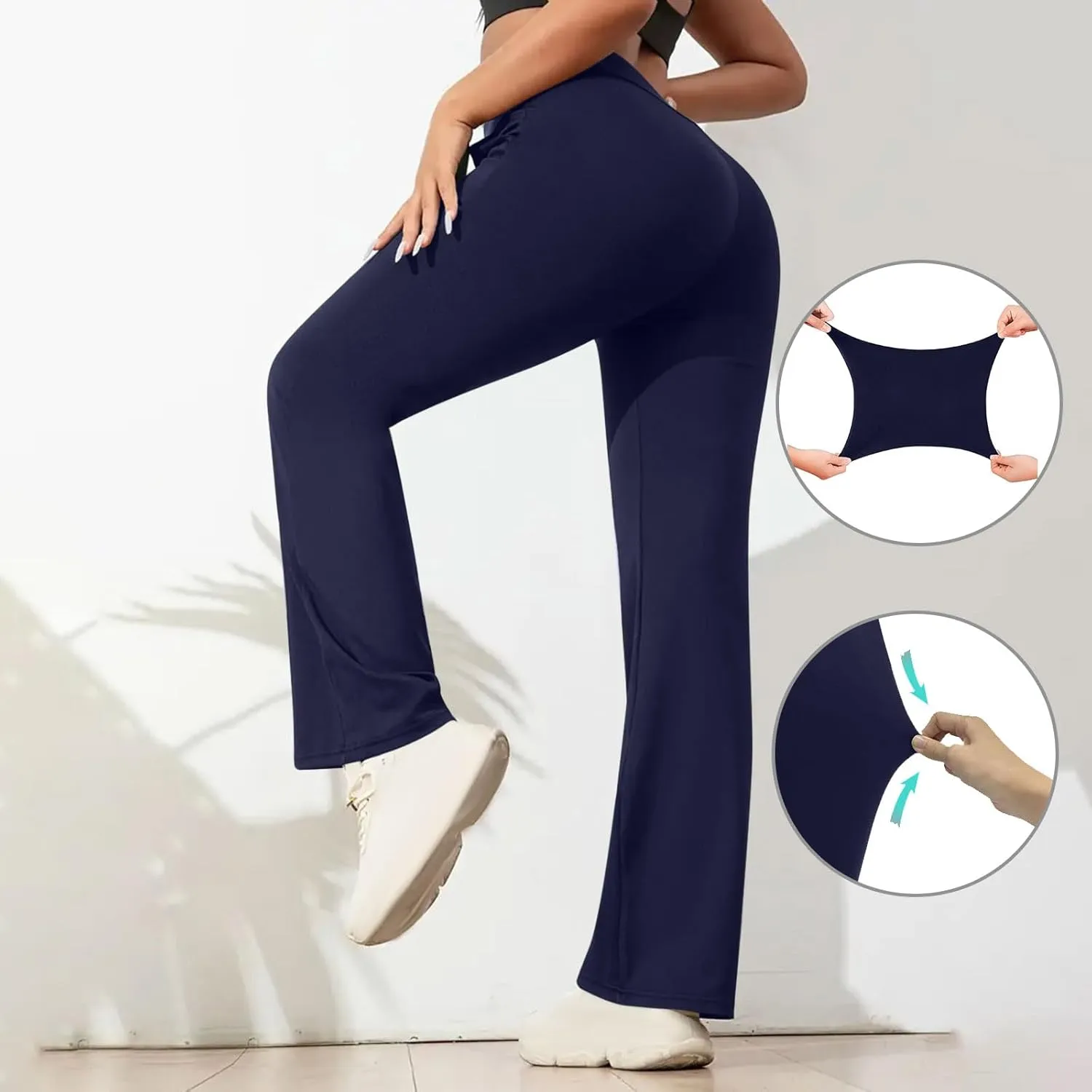 FZYLQY Womens Casual Pants Tummy Control High Waisted Pants Wide Straight Leg Pants Workout Yoga Pants Trousers with Pockets