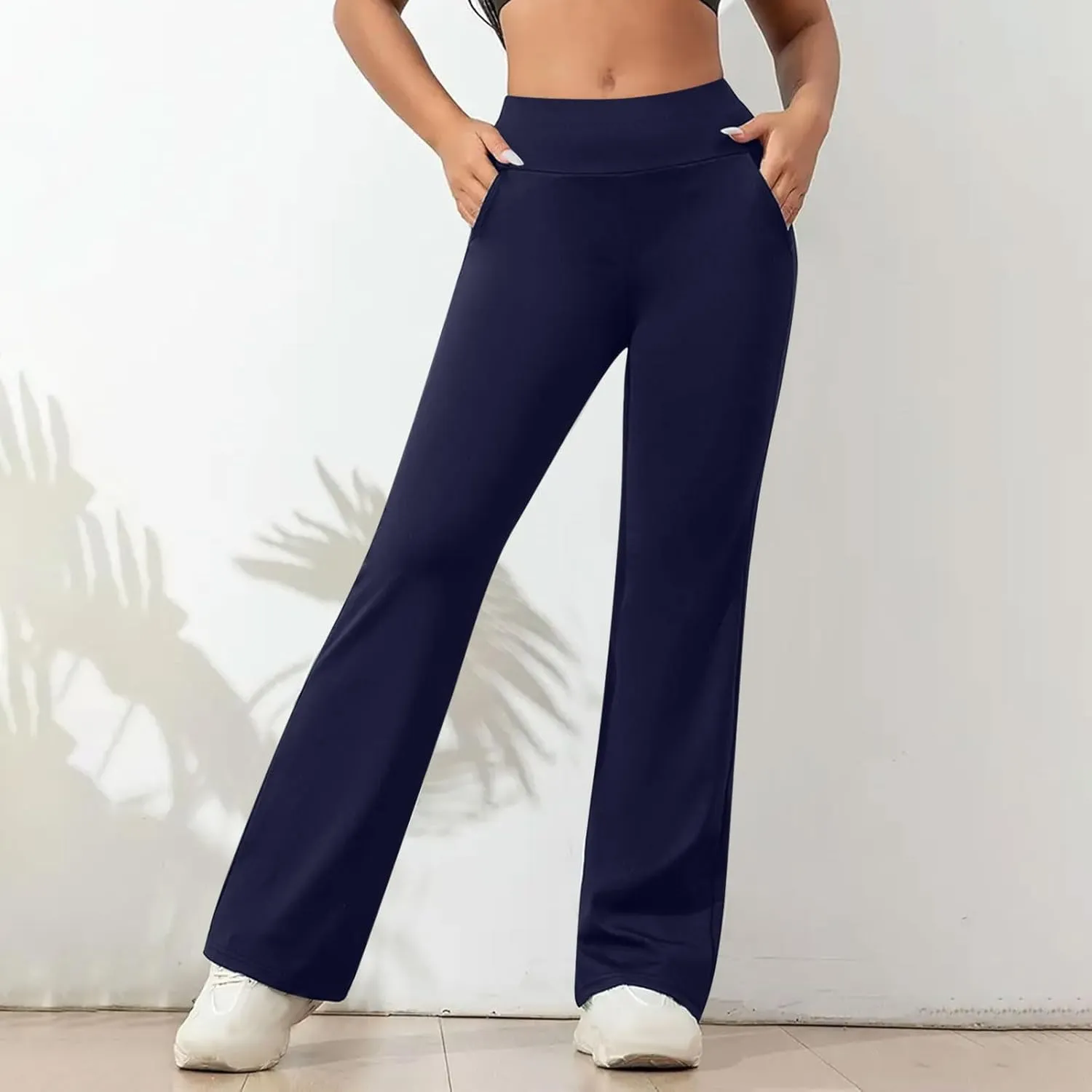 FZYLQY Womens Casual Pants Tummy Control High Waisted Pants Wide Straight Leg Pants Workout Yoga Pants Trousers with Pockets