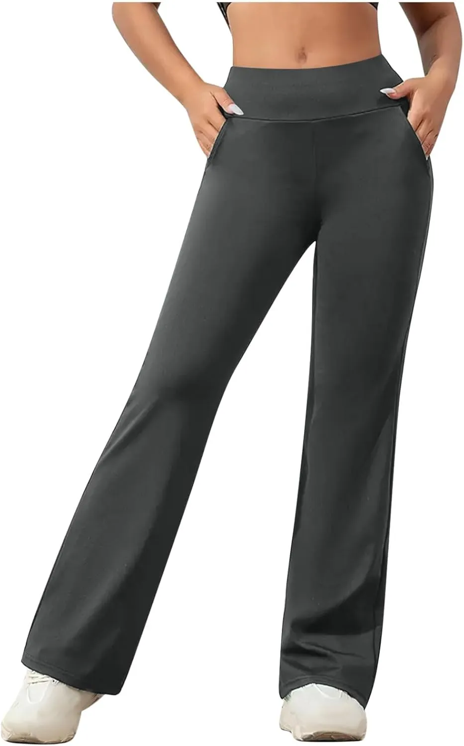 FZYLQY Womens Casual Pants Tummy Control High Waisted Pants Wide Straight Leg Pants Workout Yoga Pants Trousers with Pockets