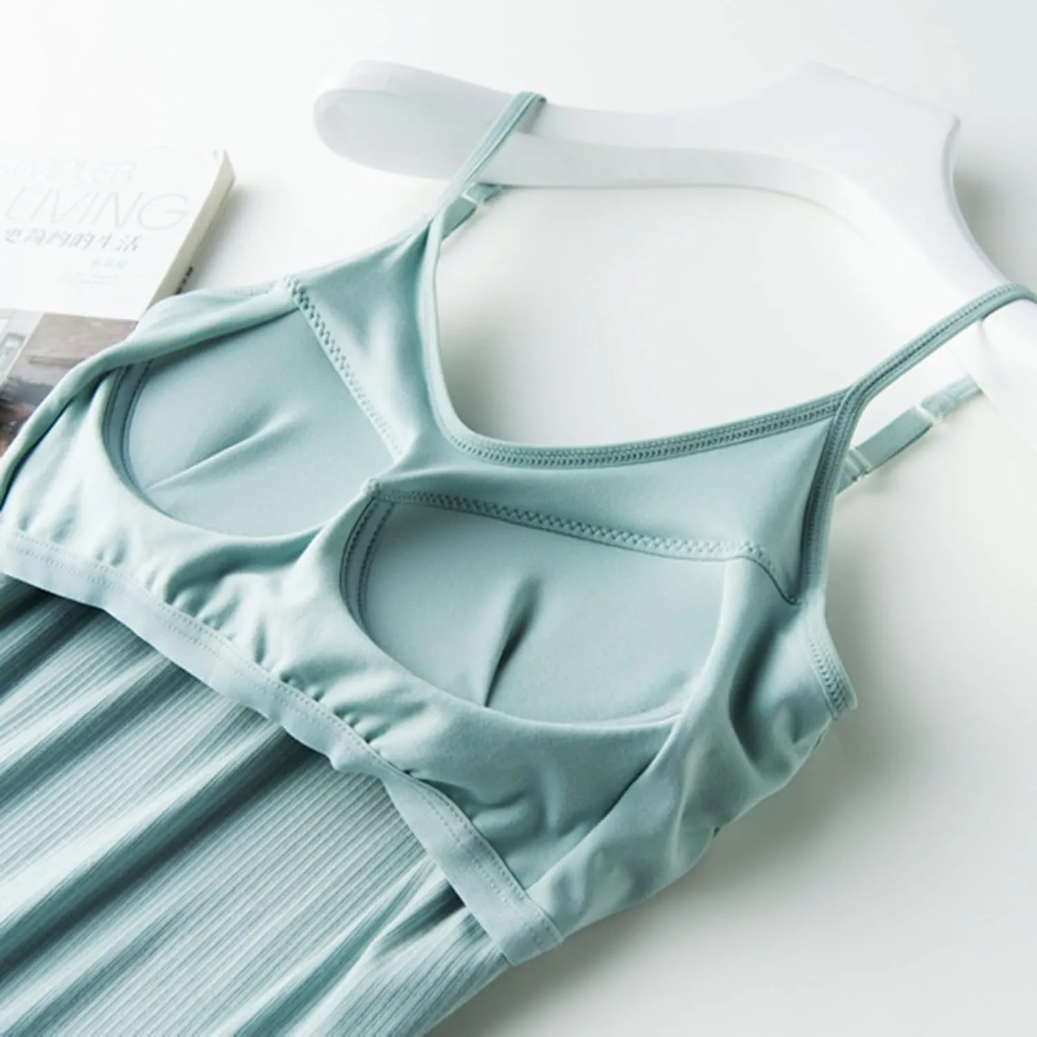 Generic Built in Bra Tank Tops for Women Cotton Shelf Bra Camisoles Spaghetti Strap Tank Tops Basic Layer Cami
