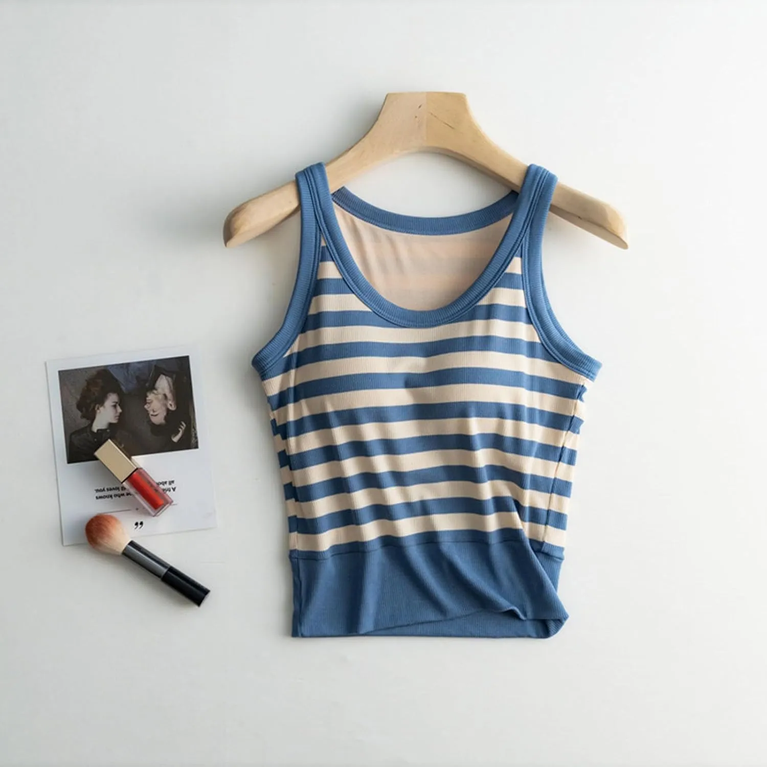 Generic Built in Bra Tank Tops for Women Cotton Shelf Bra Camisoles Spaghetti Strap Tank Tops Basic Layer Cami