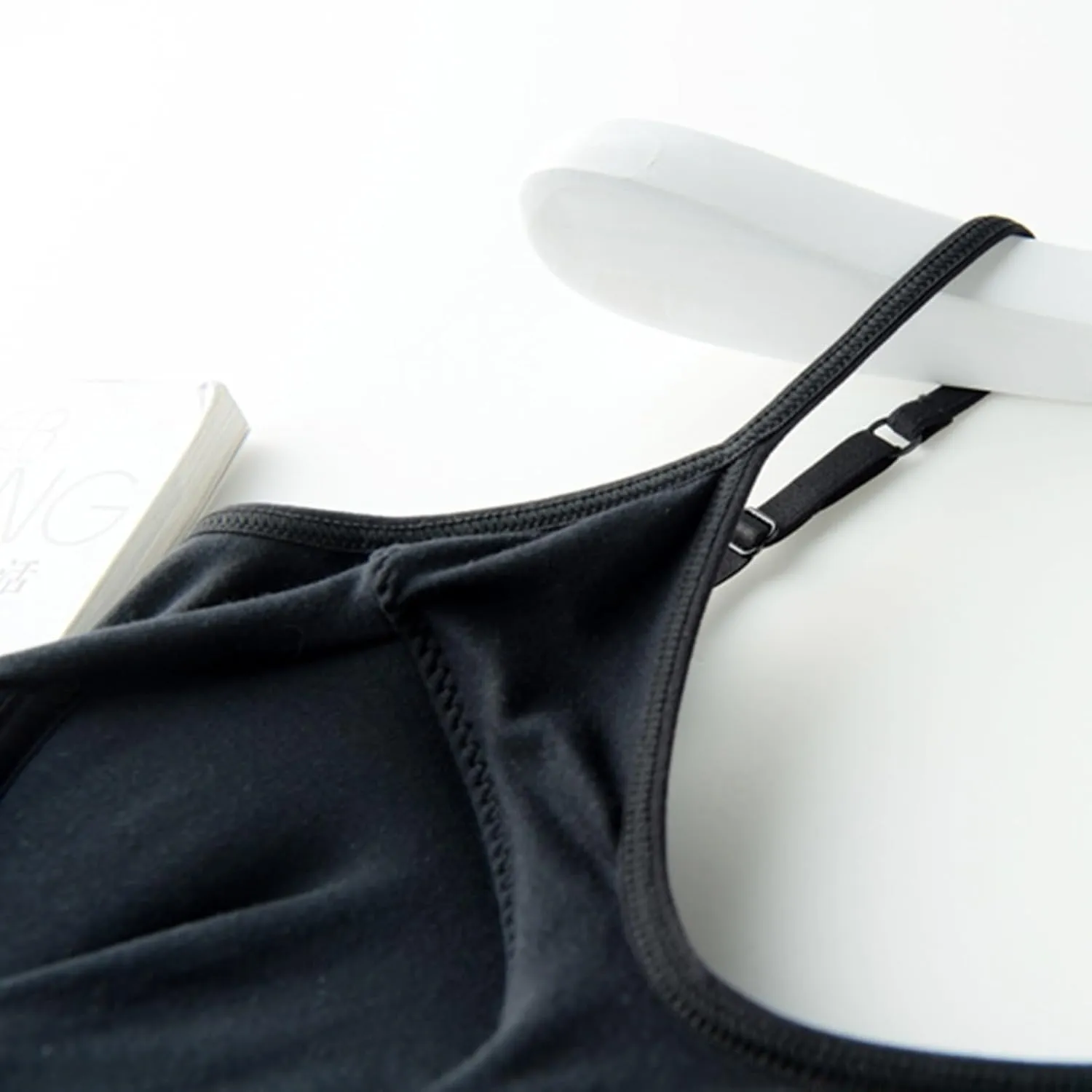 Generic Built in Bra Tank Tops for Women Cotton Shelf Bra Camisoles Spaghetti Strap Tank Tops Basic Layer Cami