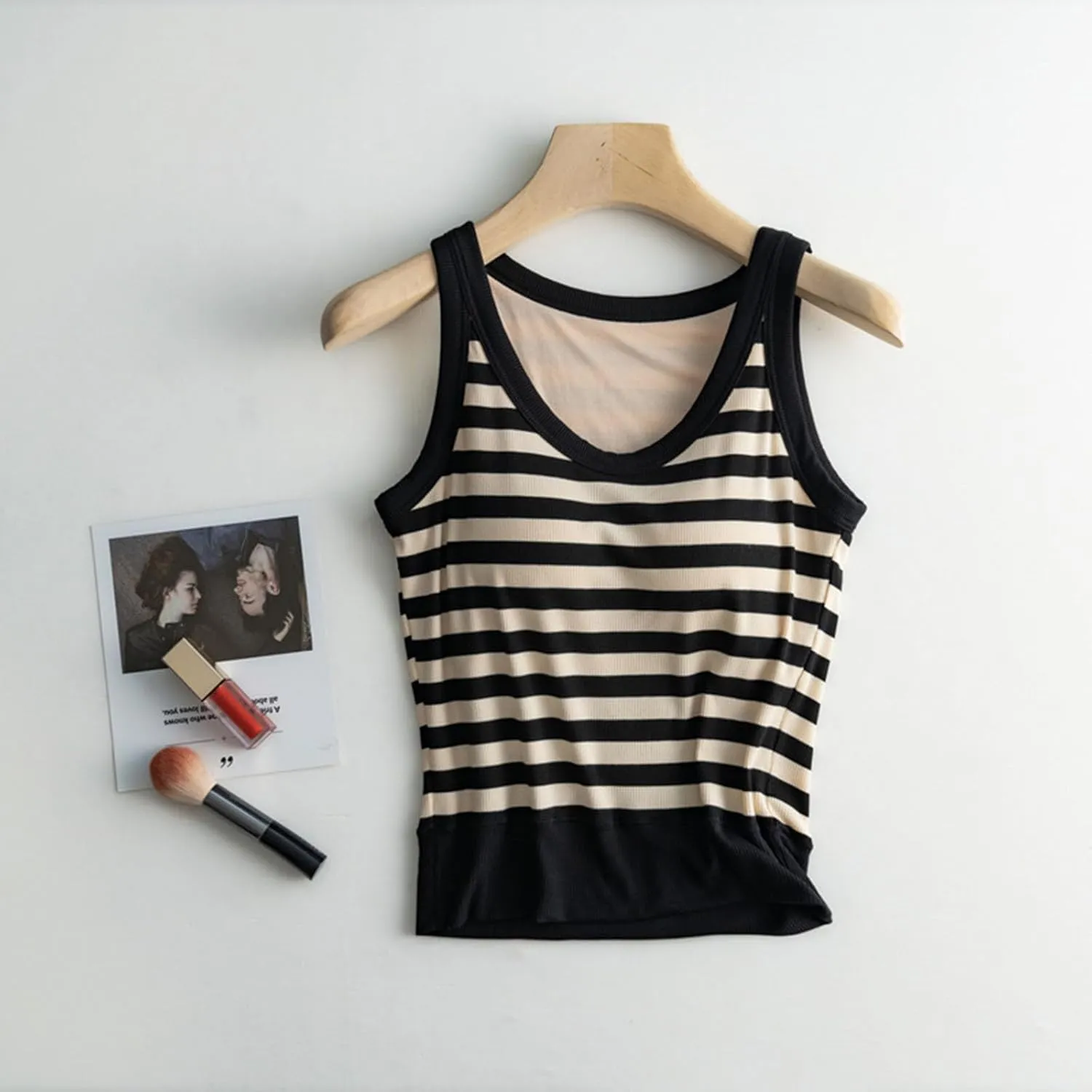 Generic Built in Bra Tank Tops for Women Cotton Shelf Bra Camisoles Spaghetti Strap Tank Tops Basic Layer Cami