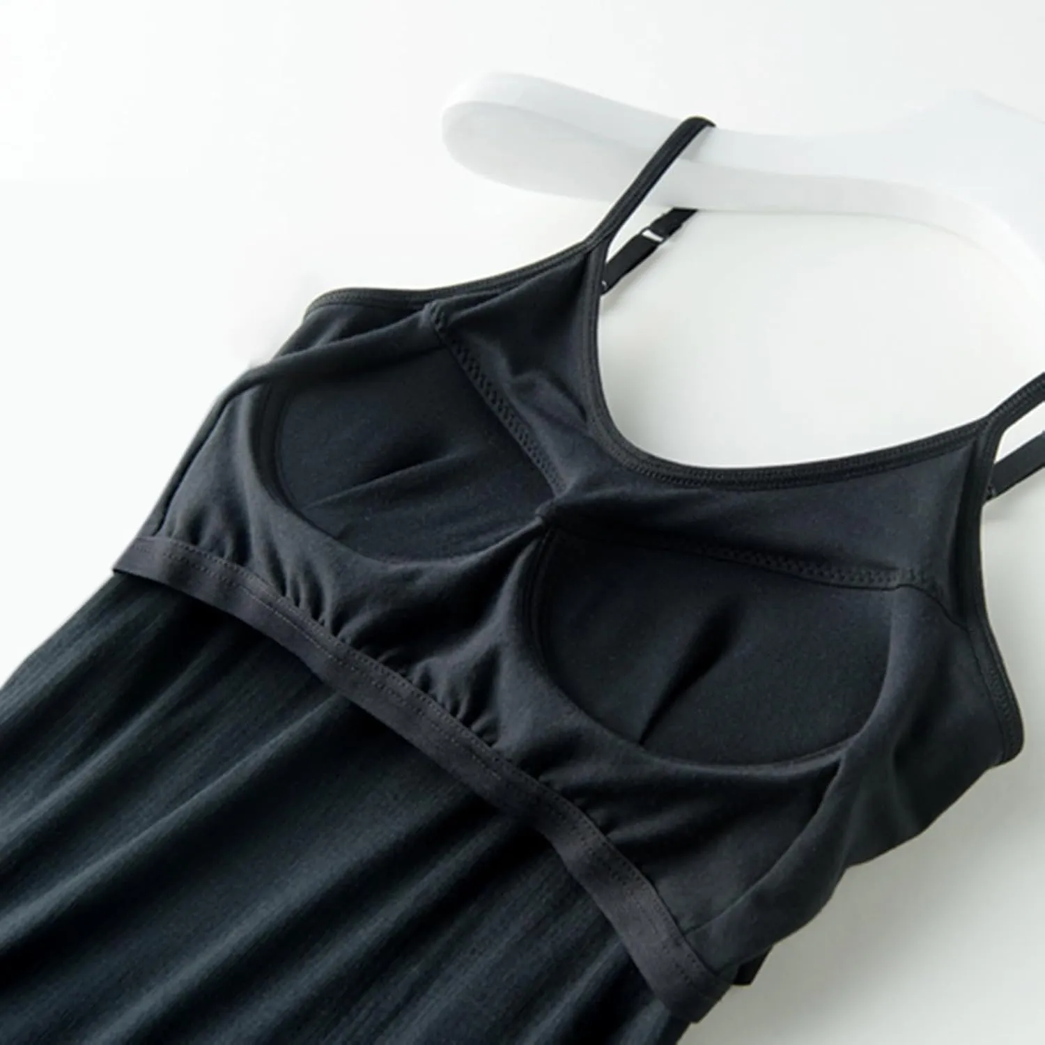 Generic Built in Bra Tank Tops for Women Cotton Shelf Bra Camisoles Spaghetti Strap Tank Tops Basic Layer Cami