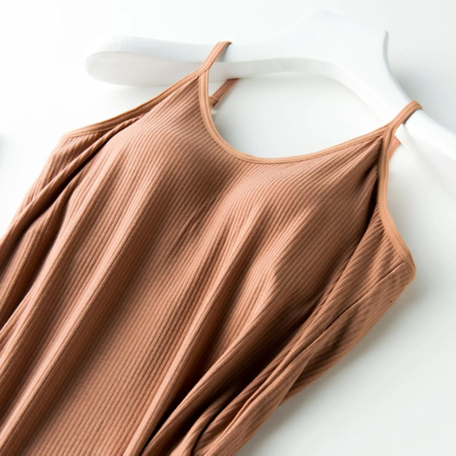 Generic Built in Bra Tank Tops for Women Cotton Shelf Bra Camisoles Spaghetti Strap Tank Tops Basic Layer Cami