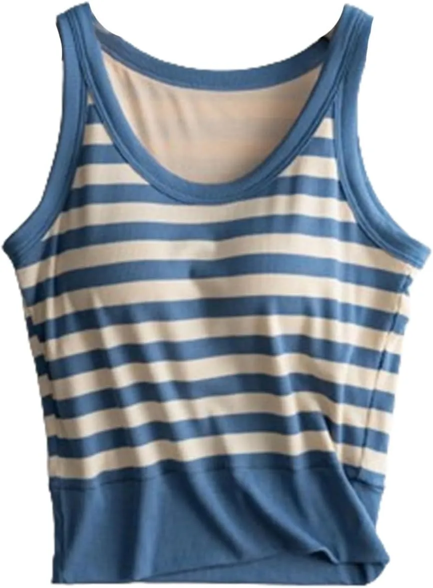 Generic Built in Bra Tank Tops for Women Cotton Shelf Bra Camisoles Spaghetti Strap Tank Tops Basic Layer Cami