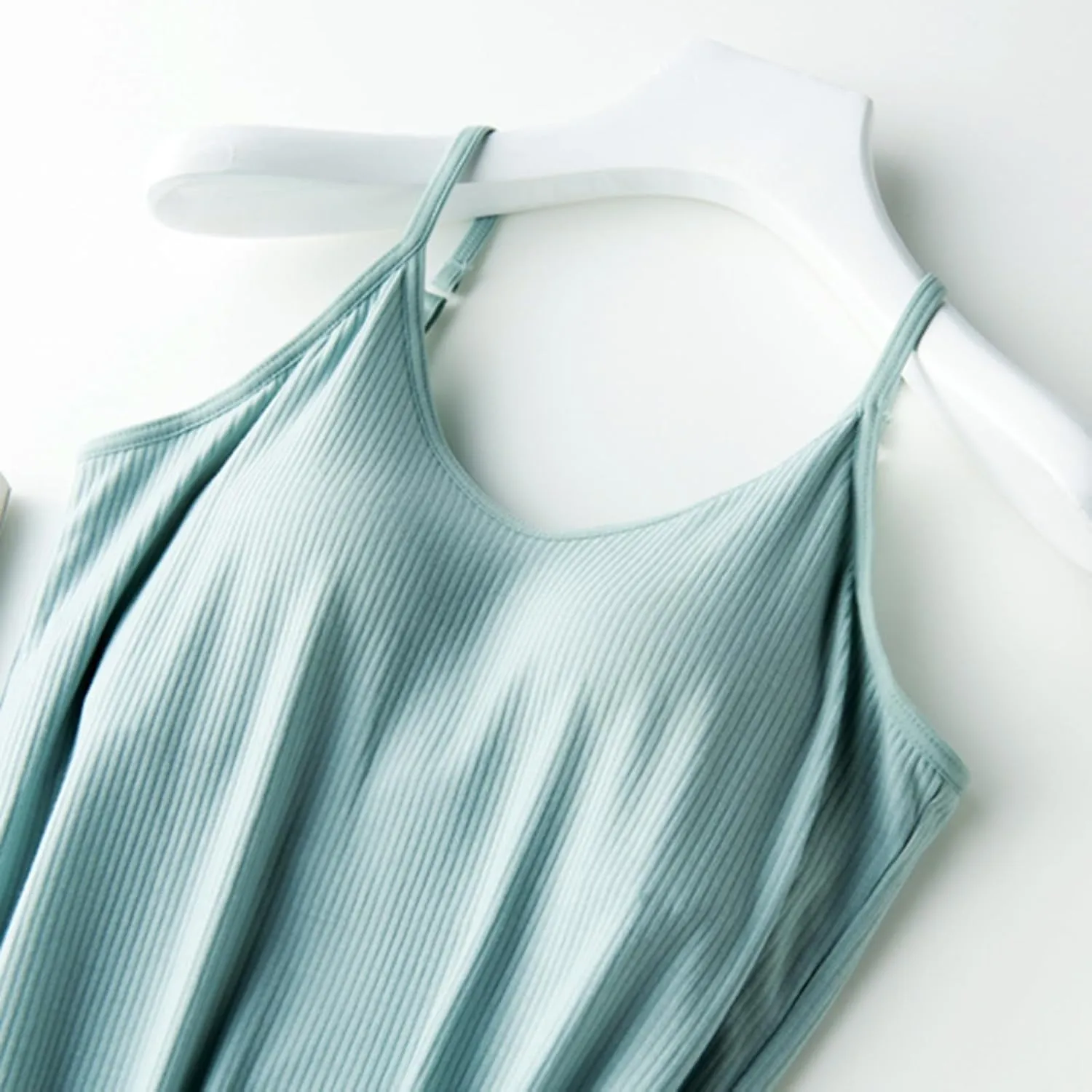Generic Built in Bra Tank Tops for Women Cotton Shelf Bra Camisoles Spaghetti Strap Tank Tops Basic Layer Cami