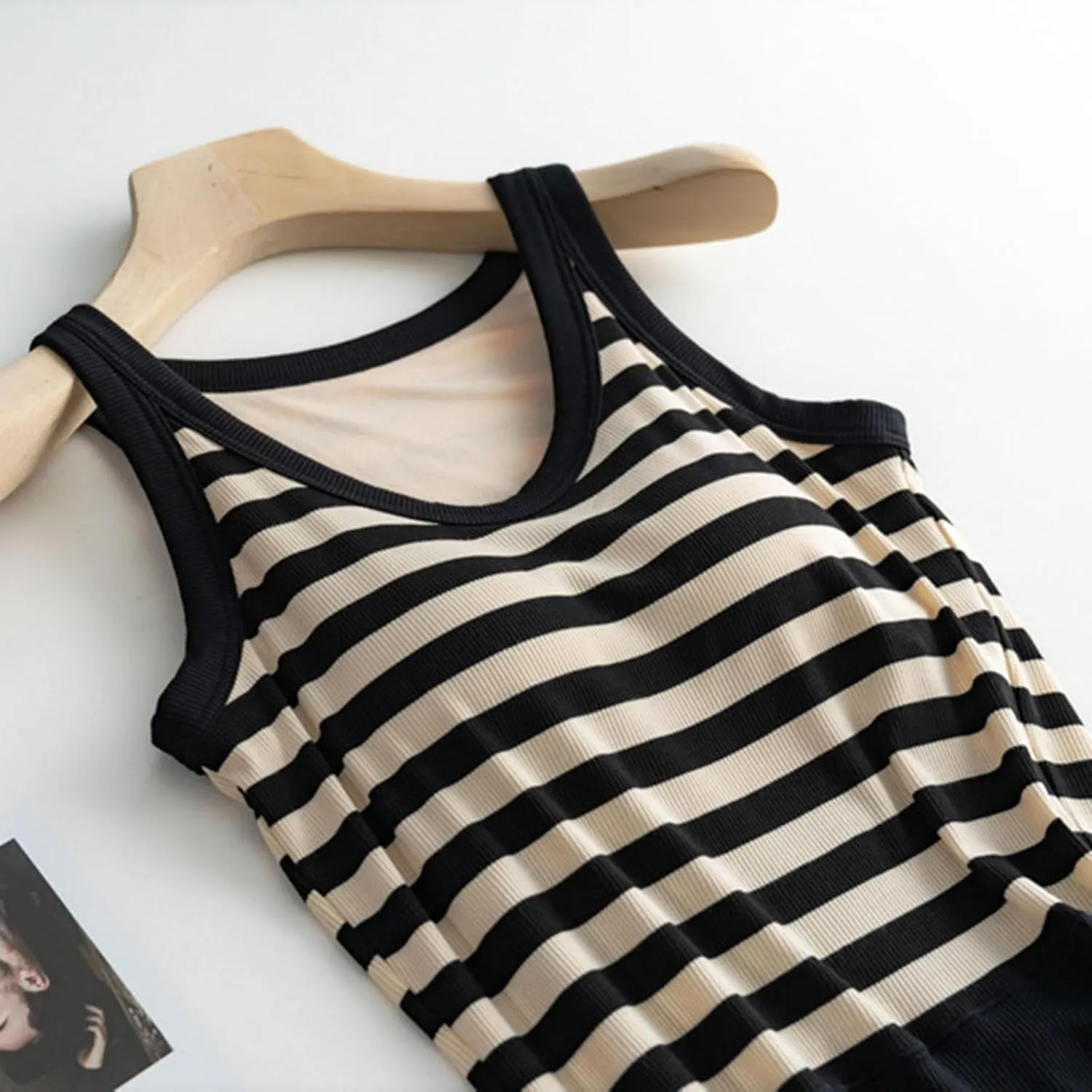 Generic Built in Bra Tank Tops for Women Cotton Shelf Bra Camisoles Spaghetti Strap Tank Tops Basic Layer Cami