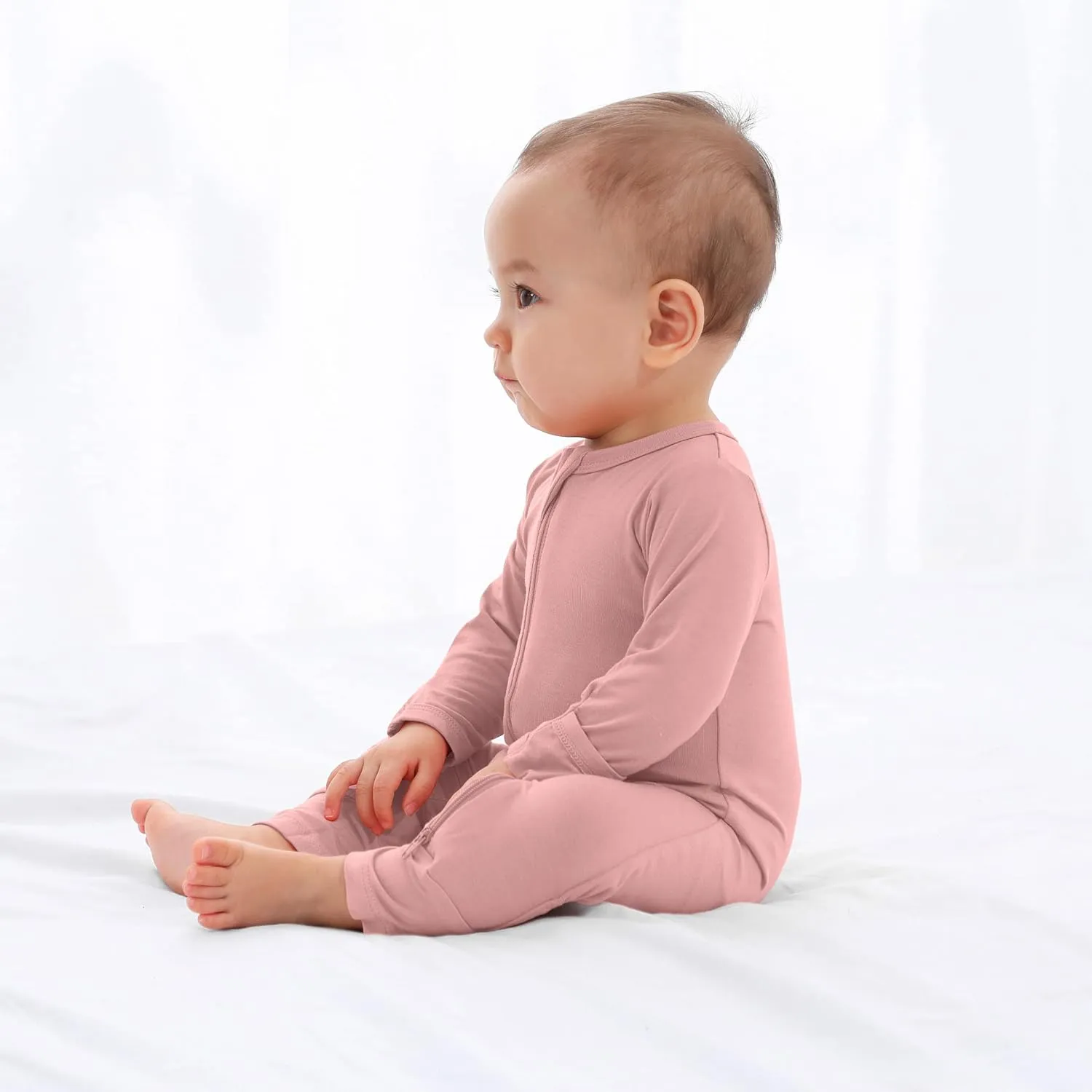 GUISBY Rayon Baby Pajamas with Mittens Cuffs, Long Sleeve Footless Snug Fits Sleepers 4-Pack