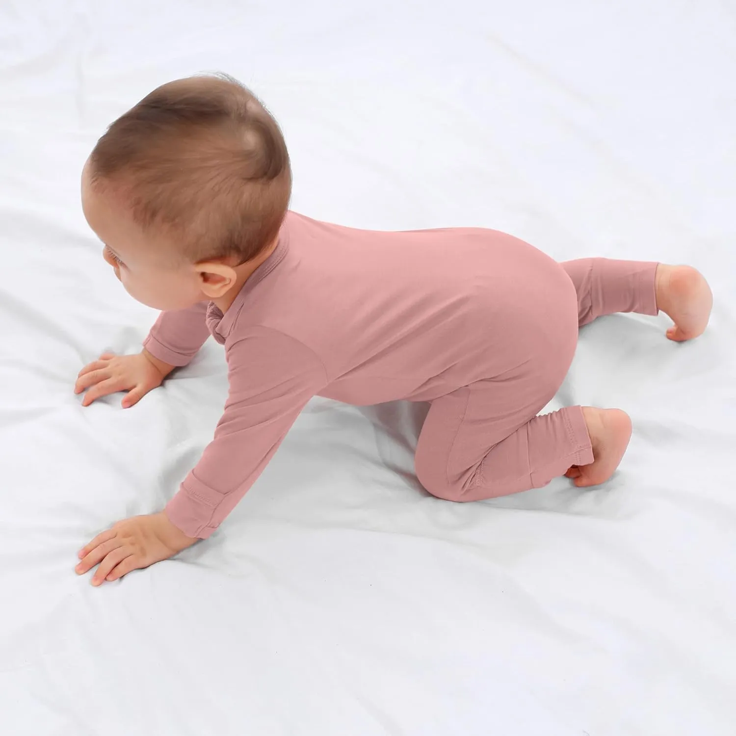 GUISBY Rayon Baby Pajamas with Mittens Cuffs, Long Sleeve Footless Snug Fits Sleepers 4-Pack