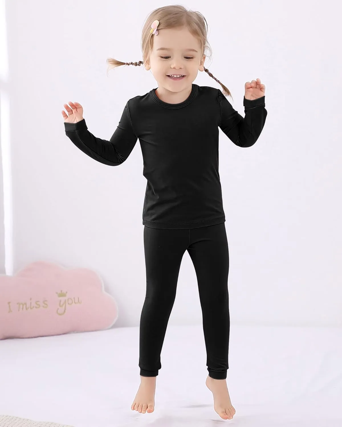 GUISBY Rayon made from Bamboo Pajamas Sets, Kids Toddler Boys Girls Daily Snug Fit Sleepwear Set
