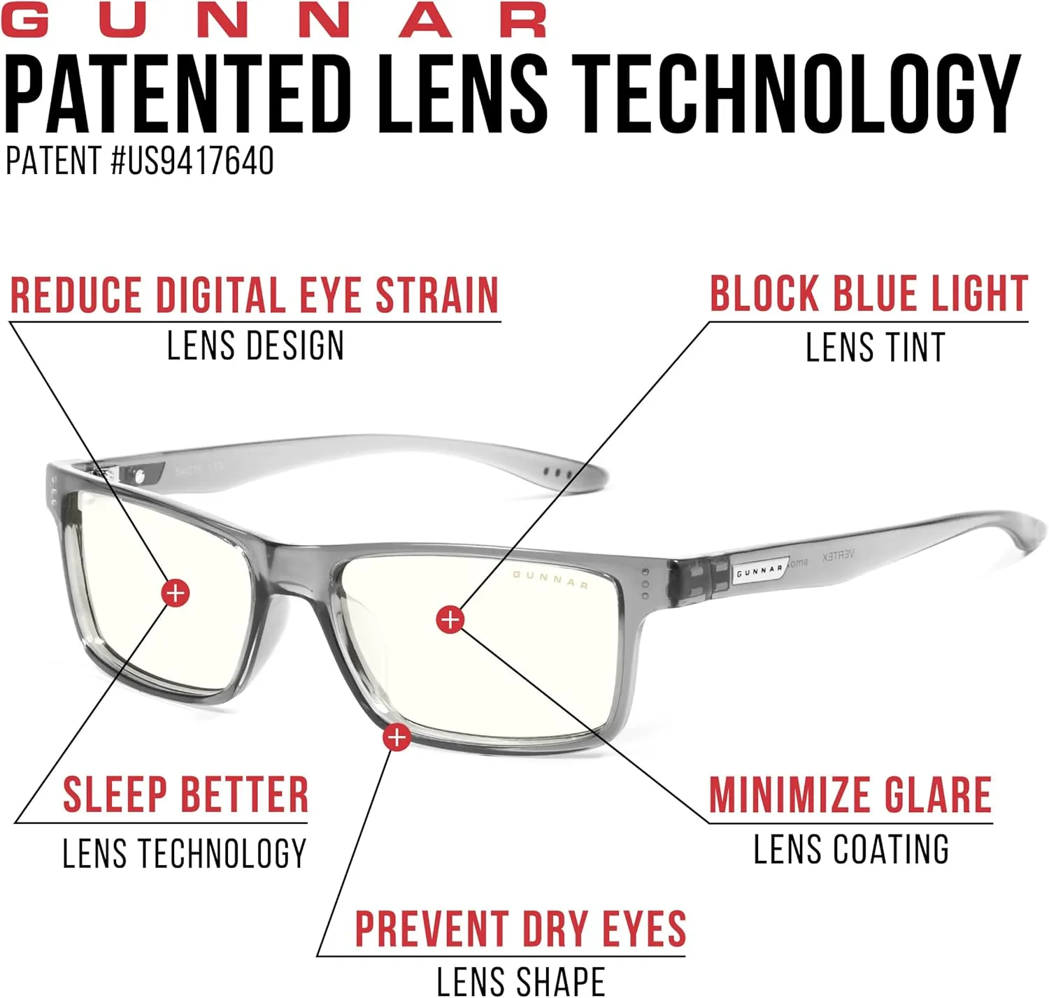 Gunnar - Blue Light Reading Glasses - Blocks 65% Blue Light - Vertex