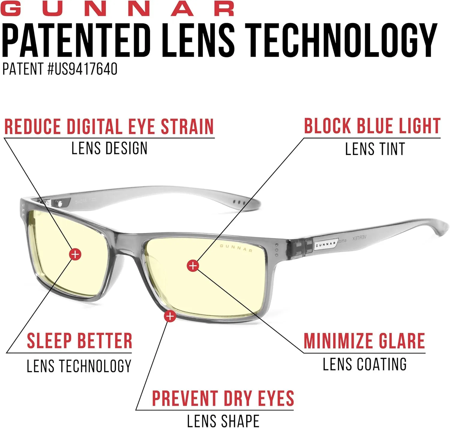 Gunnar - Blue Light Reading Glasses - Blocks 65% Blue Light - Vertex