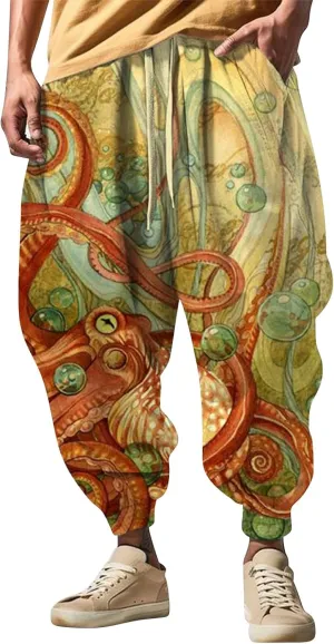 Harem Pants for Men Fashion Street Feel Casual Sweatpants Hippie Pants Men Mens Harem Pants Samurai Black Harem