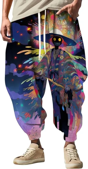 Harem Pants for Men Fashion Street Feel Casual Sweatpants Hippie Pants Men Mens Harem Pants Samurai Black Harem