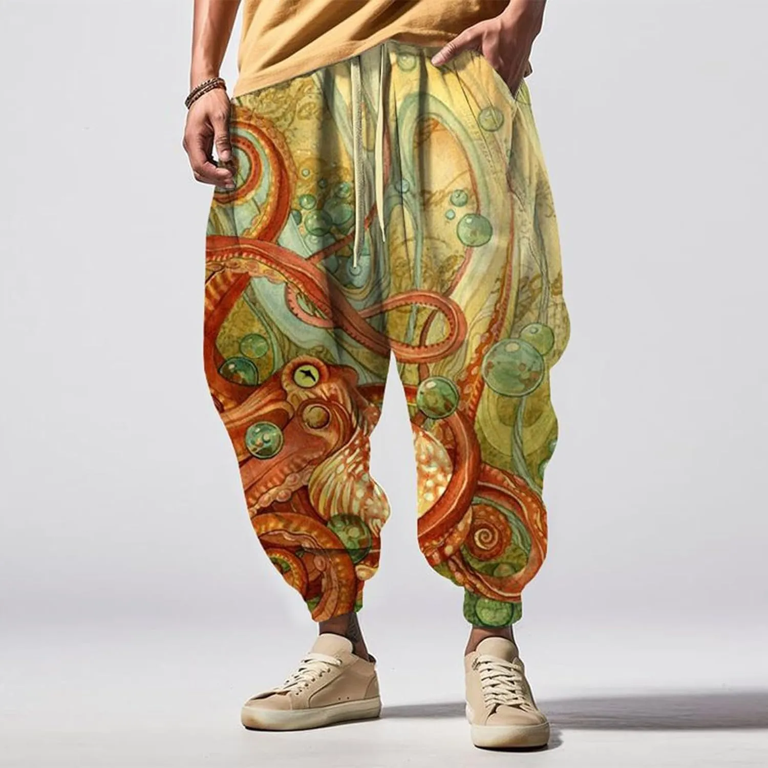 Harem Pants for Men Fashion Street Feel Casual Sweatpants Hippie Pants Men Mens Harem Pants Samurai Black Harem