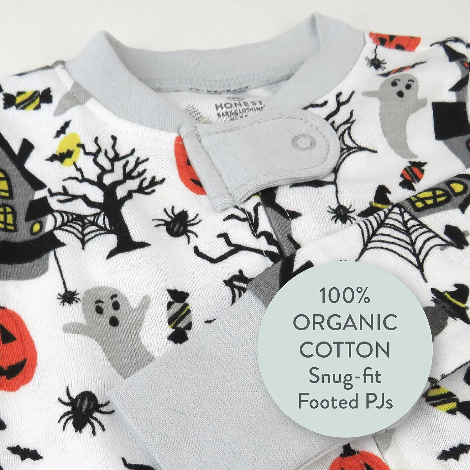 HonestBaby Baby 100% Organic Cotton Celebration Non-Slip Footed One-Piece Zip-Front Pajamas