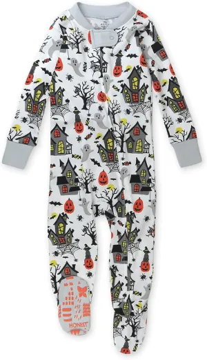 HonestBaby Baby 100% Organic Cotton Celebration Non-Slip Footed One-Piece Zip-Front Pajamas