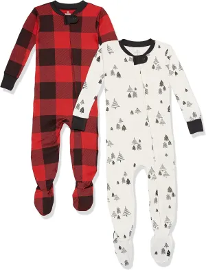 HonestBaby Baby Celebration Non-Slip Footed Pajamas One-Piece Sleeper Zip-Front Pjs 100% Organic Cotton