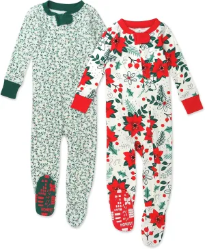 HonestBaby Baby Celebration Non-Slip Footed Pajamas One-Piece Sleeper Zip-Front Pjs 100% Organic Cotton