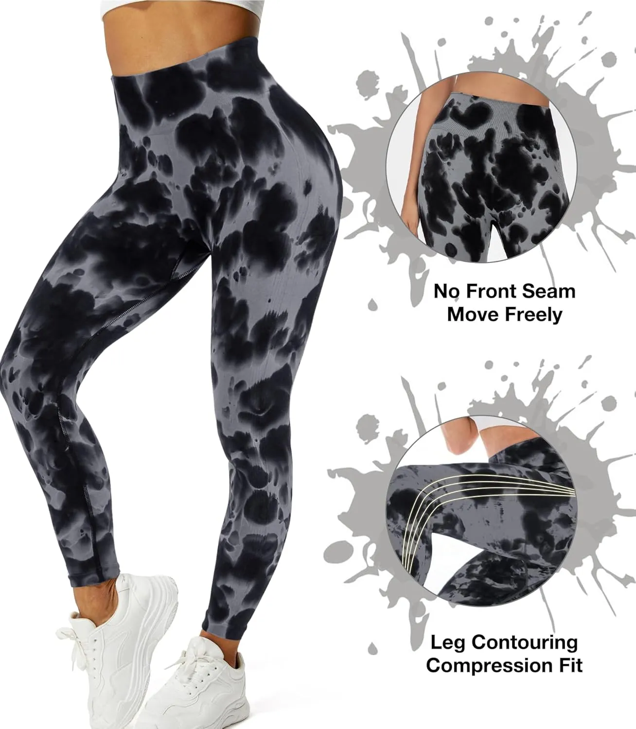 JGS1996 Tie Dye Hidden Scrunch Leggings for Women Tummy Control Butt Lifting Yoga Pants High Waist Compression Workout Tight