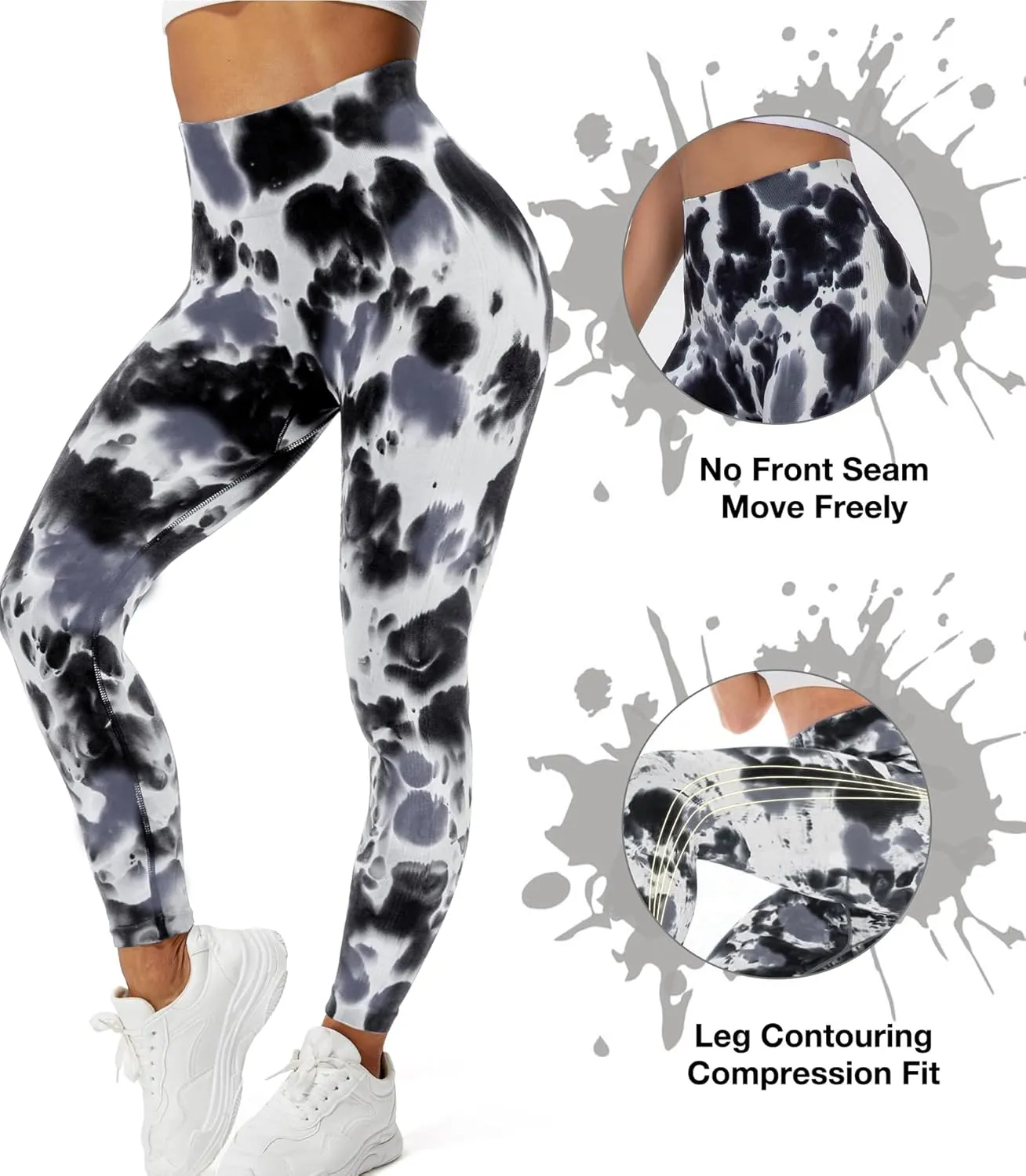 JGS1996 Tie Dye Hidden Scrunch Leggings for Women Tummy Control Butt Lifting Yoga Pants High Waist Compression Workout Tight
