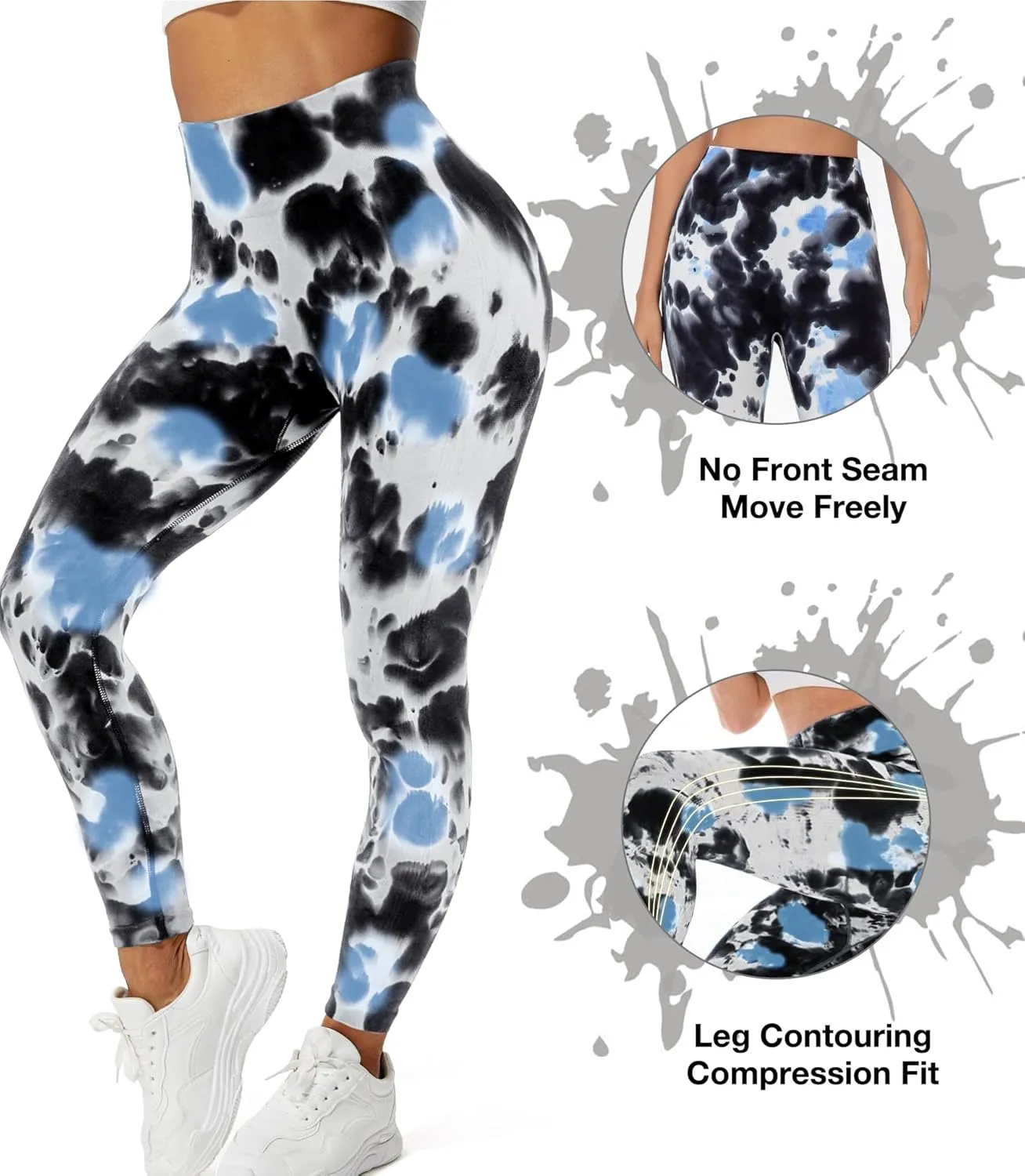 JGS1996 Tie Dye Hidden Scrunch Leggings for Women Tummy Control Butt Lifting Yoga Pants High Waist Compression Workout Tight
