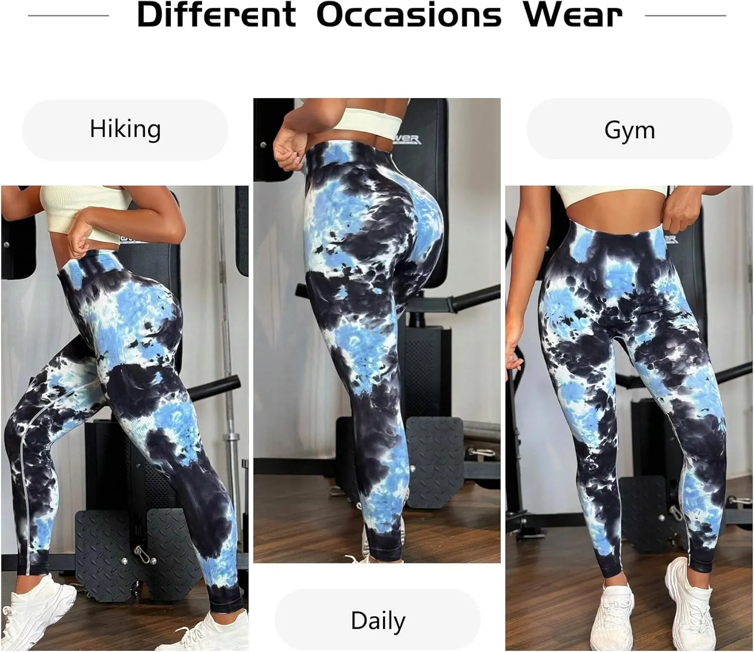 JGS1996 Tie Dye Hidden Scrunch Leggings for Women Tummy Control Butt Lifting Yoga Pants High Waist Compression Workout Tight