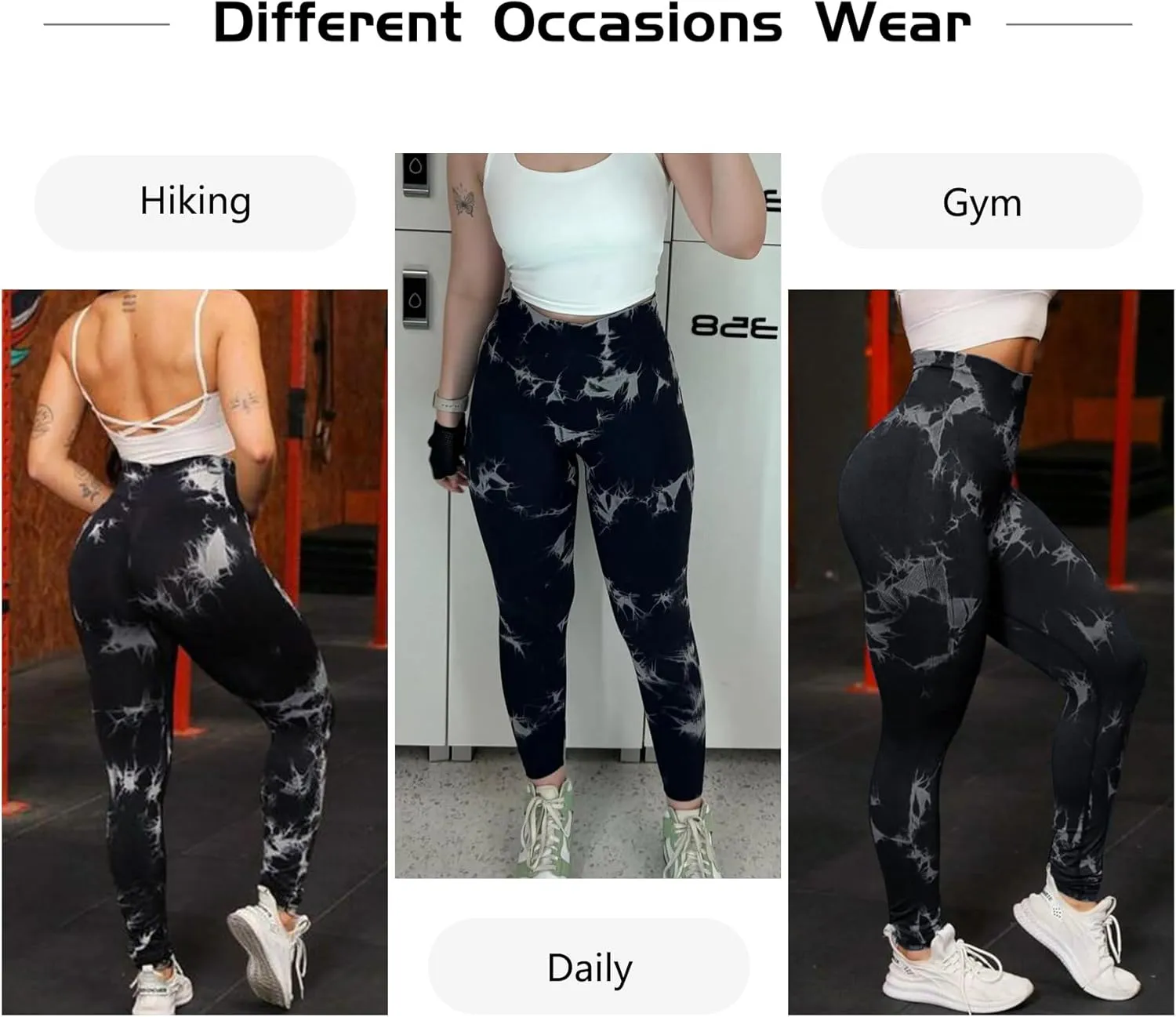 JGS1996 Tie Dye Hidden Scrunch Leggings for Women Tummy Control Butt Lifting Yoga Pants High Waist Compression Workout Tight