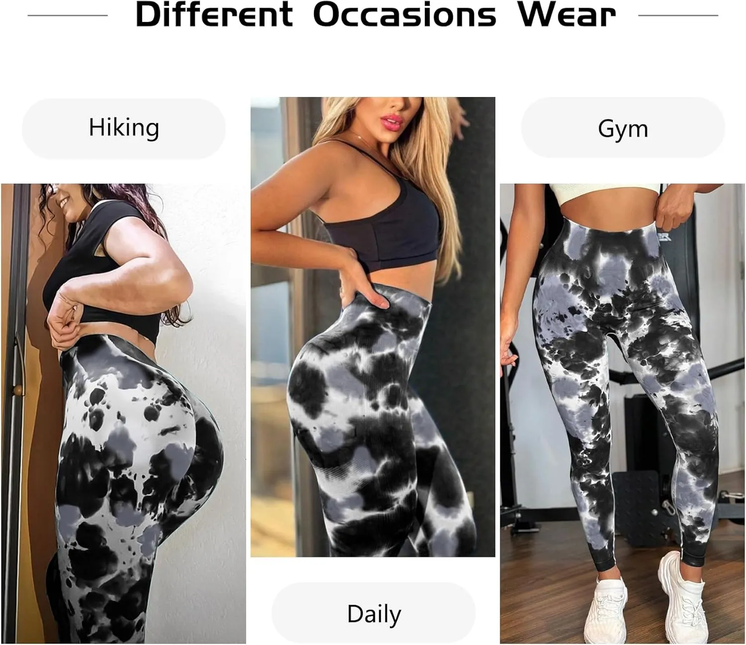 JGS1996 Tie Dye Hidden Scrunch Leggings for Women Tummy Control Butt Lifting Yoga Pants High Waist Compression Workout Tight