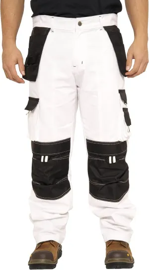Juicy Trendz Men's White Painter Pants – Heavy Duty Workwear Trousers for Painting, Construction