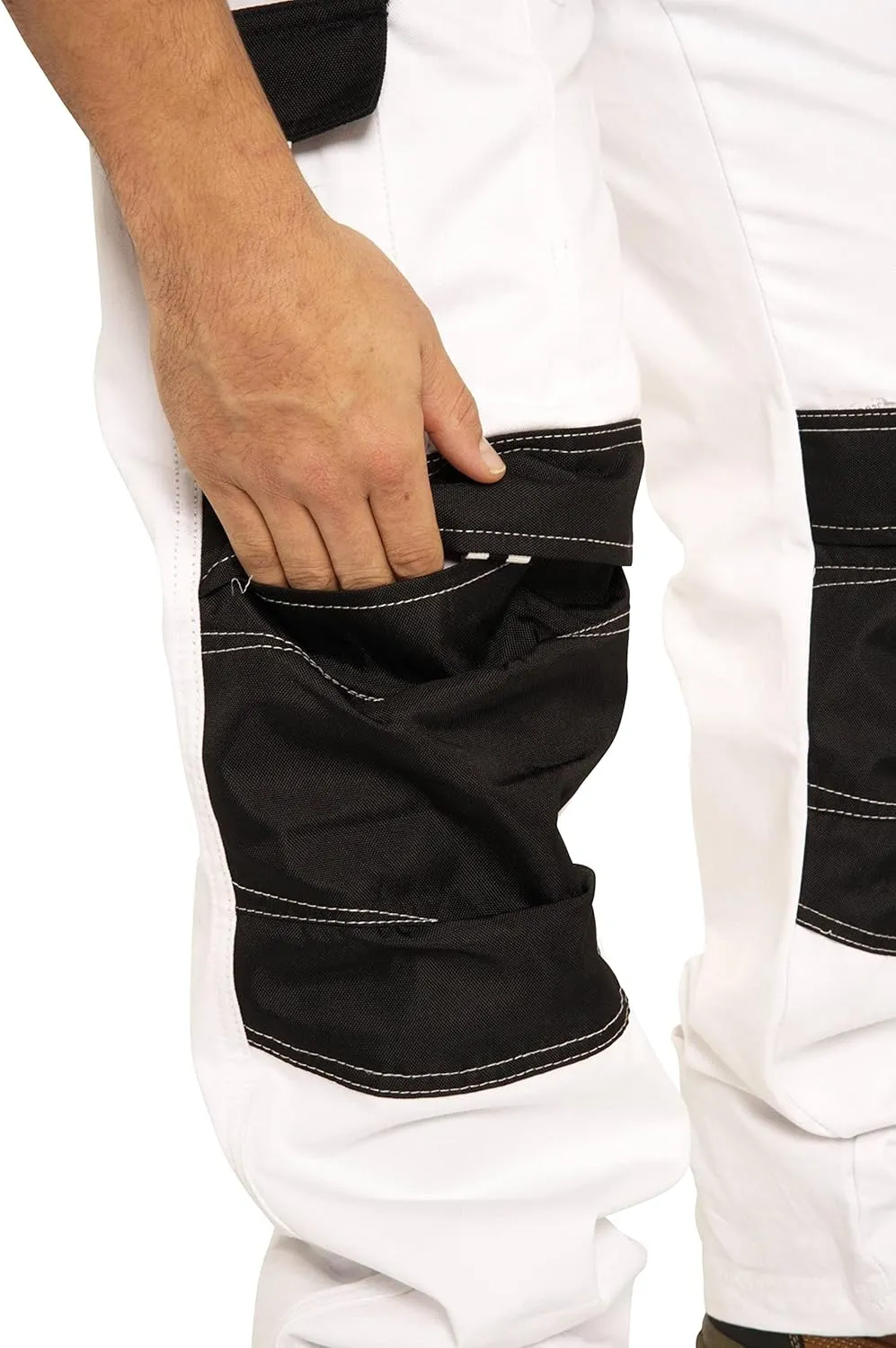Juicy Trendz Men's White Painter Pants – Heavy Duty Workwear Trousers for Painting, Construction