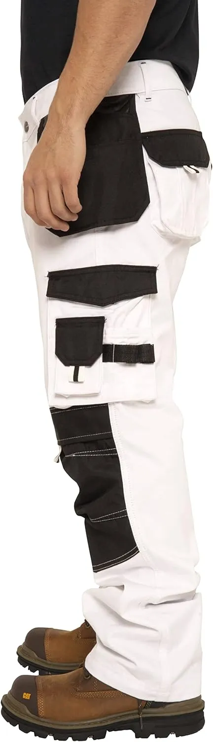 Juicy Trendz Men's White Painter Pants – Heavy Duty Workwear Trousers for Painting, Construction
