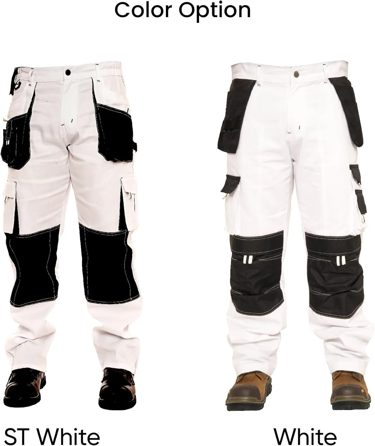 Juicy Trendz Men's White Painter Pants – Heavy Duty Workwear Trousers for Painting, Construction