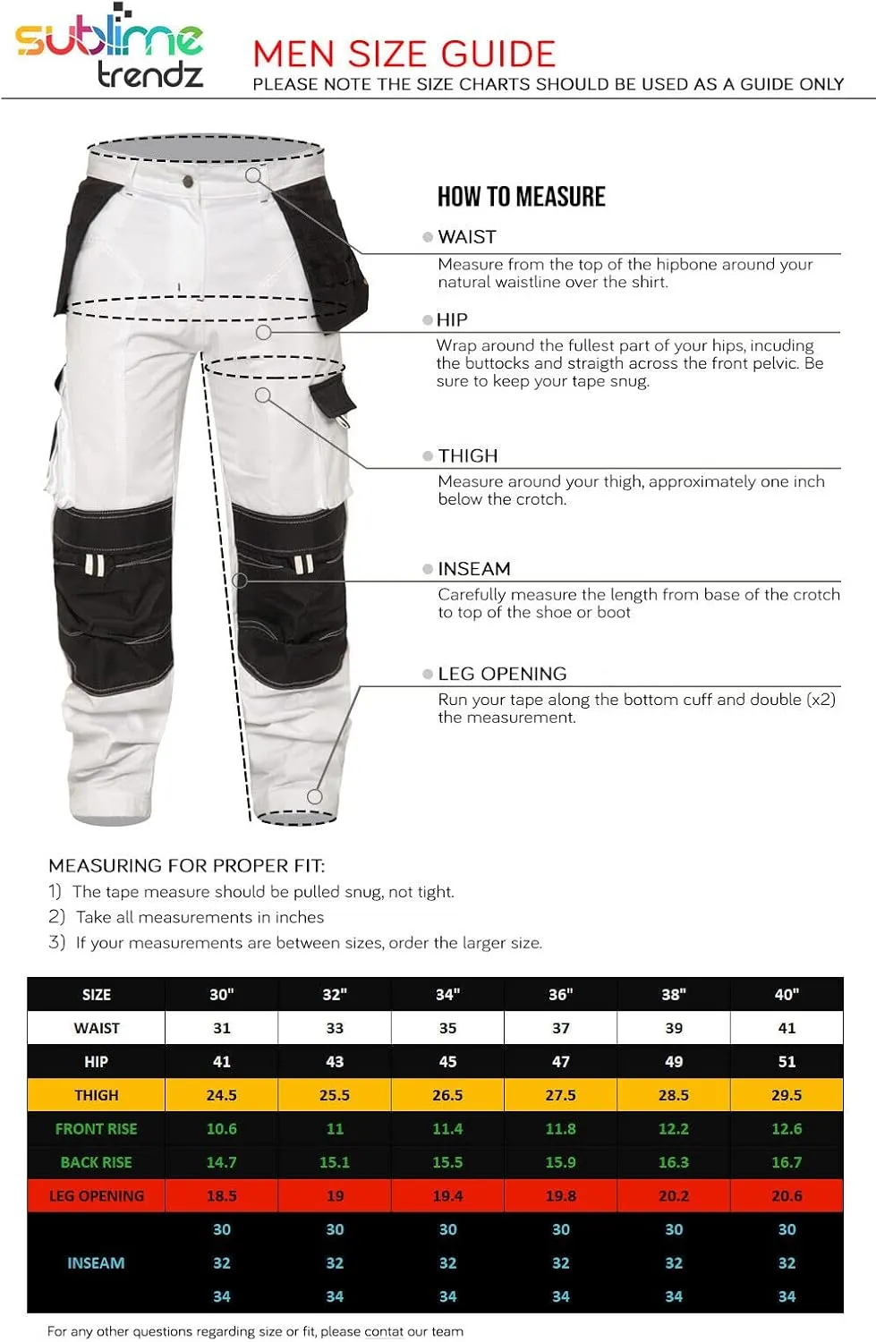 Juicy Trendz Men's White Painter Pants – Heavy Duty Workwear Trousers for Painting, Construction