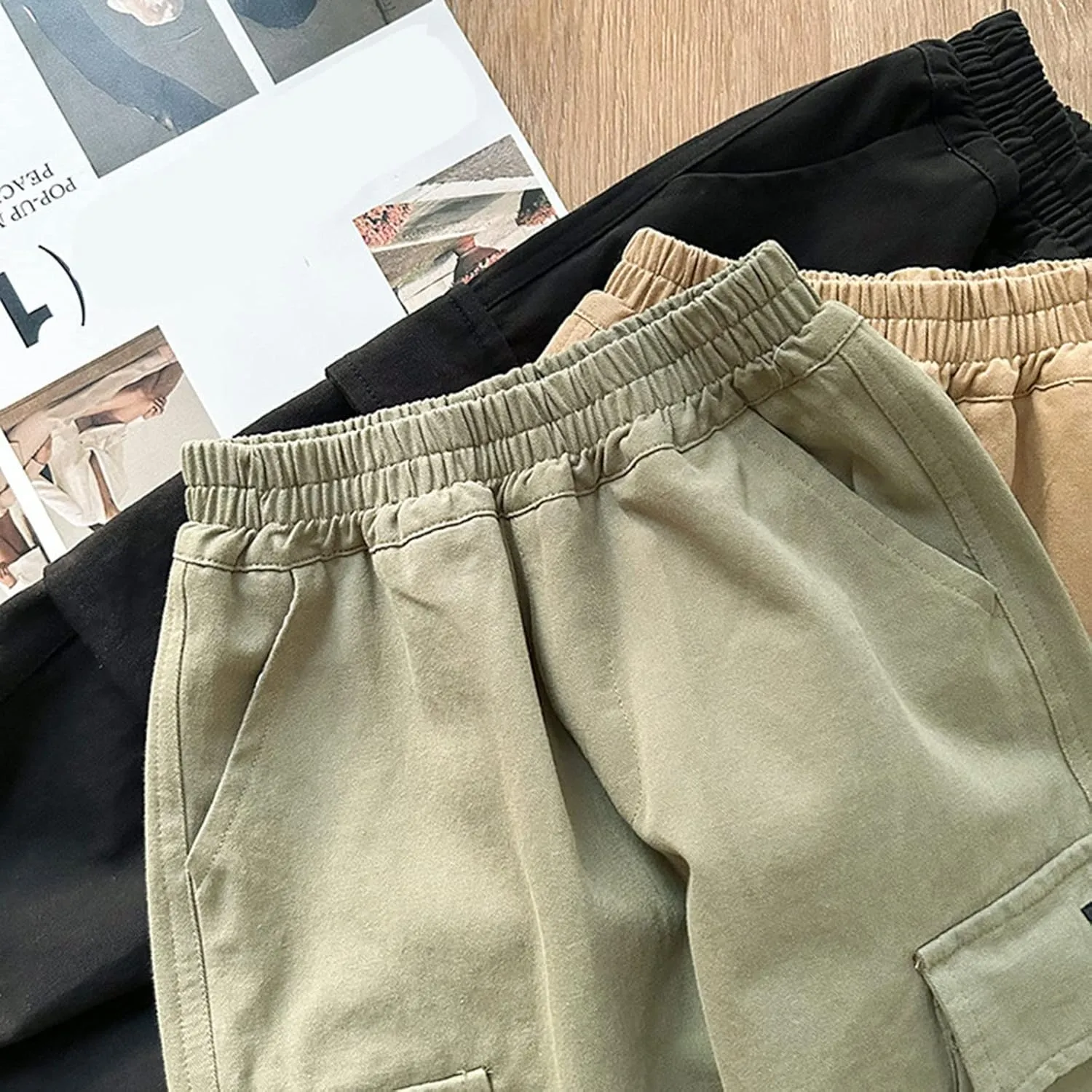 Kids Boys Girls Baggy Cargo Pants Toddler Elastic Waist Active Jogger Pants Casual Street Hip Hop Trousers Multi Pockets