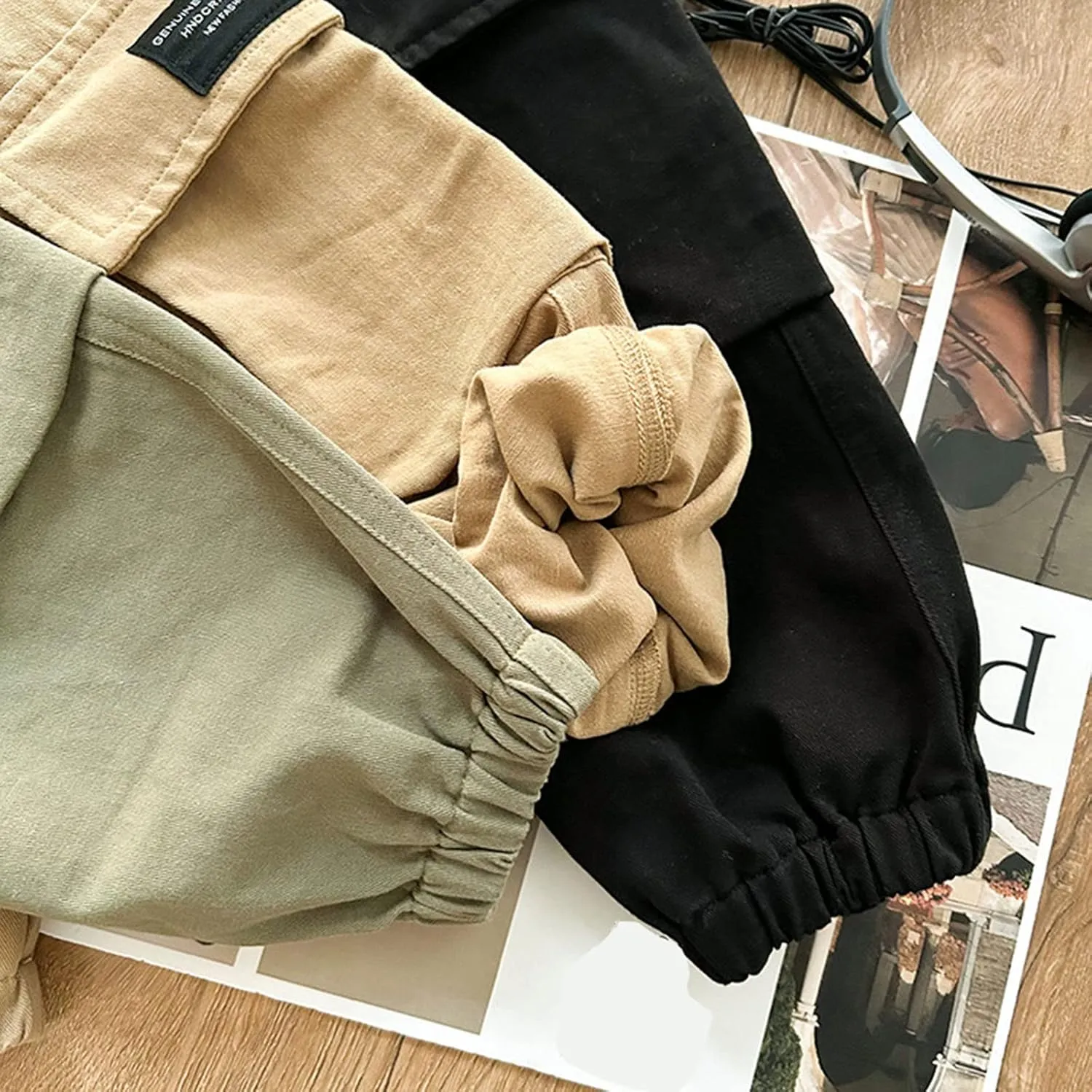 Kids Boys Girls Baggy Cargo Pants Toddler Elastic Waist Active Jogger Pants Casual Street Hip Hop Trousers Multi Pockets
