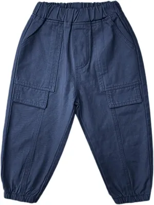 Kids Boys Girls Cargo Pants Toddler Elastic Waist Solid Jogger Pants Casual Baggy Street Hip Hop Trousers Multi Pockets