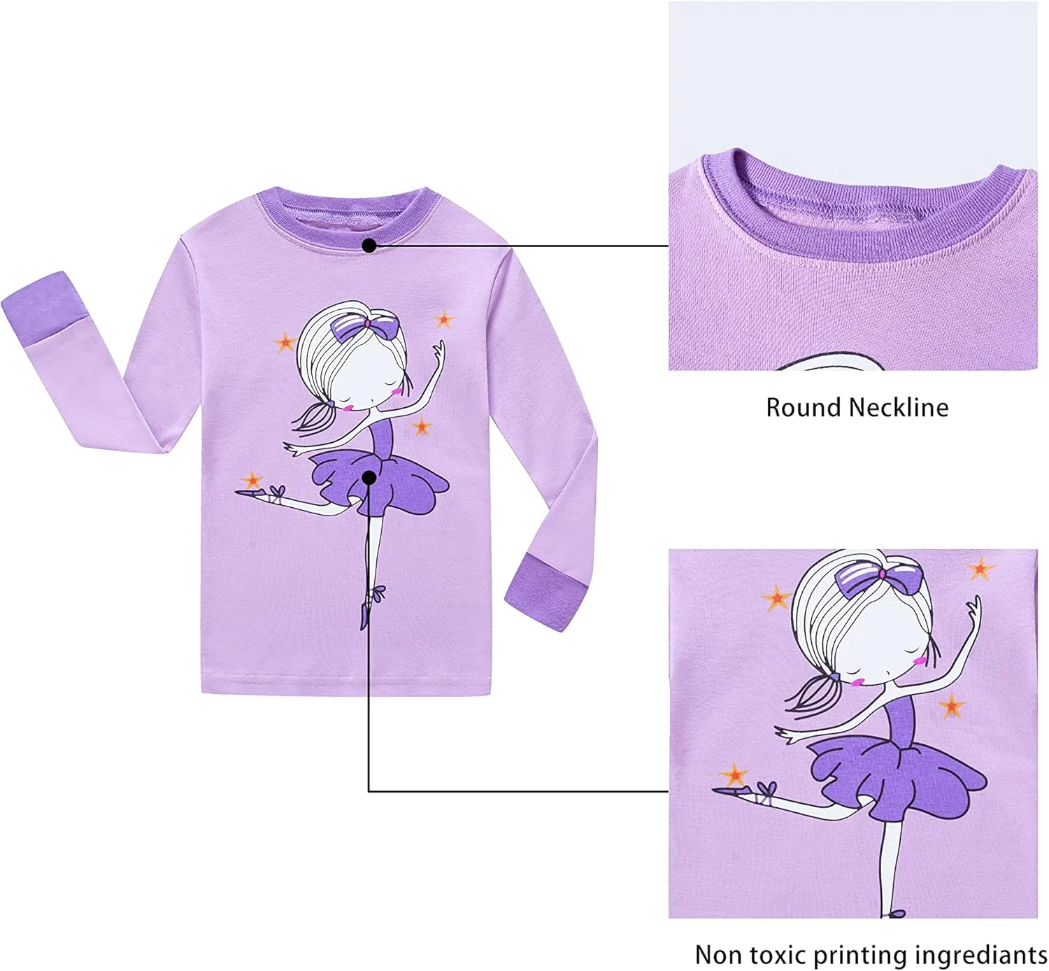 KikizYe Little Big Girls Pajamas Set Long Sleeve PJs 100% Cotton Pyjamas