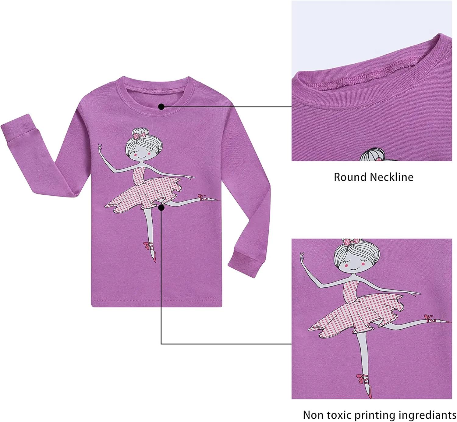 KikizYe Little Big Girls Pajamas Set Long Sleeve PJs 100% Cotton Pyjamas