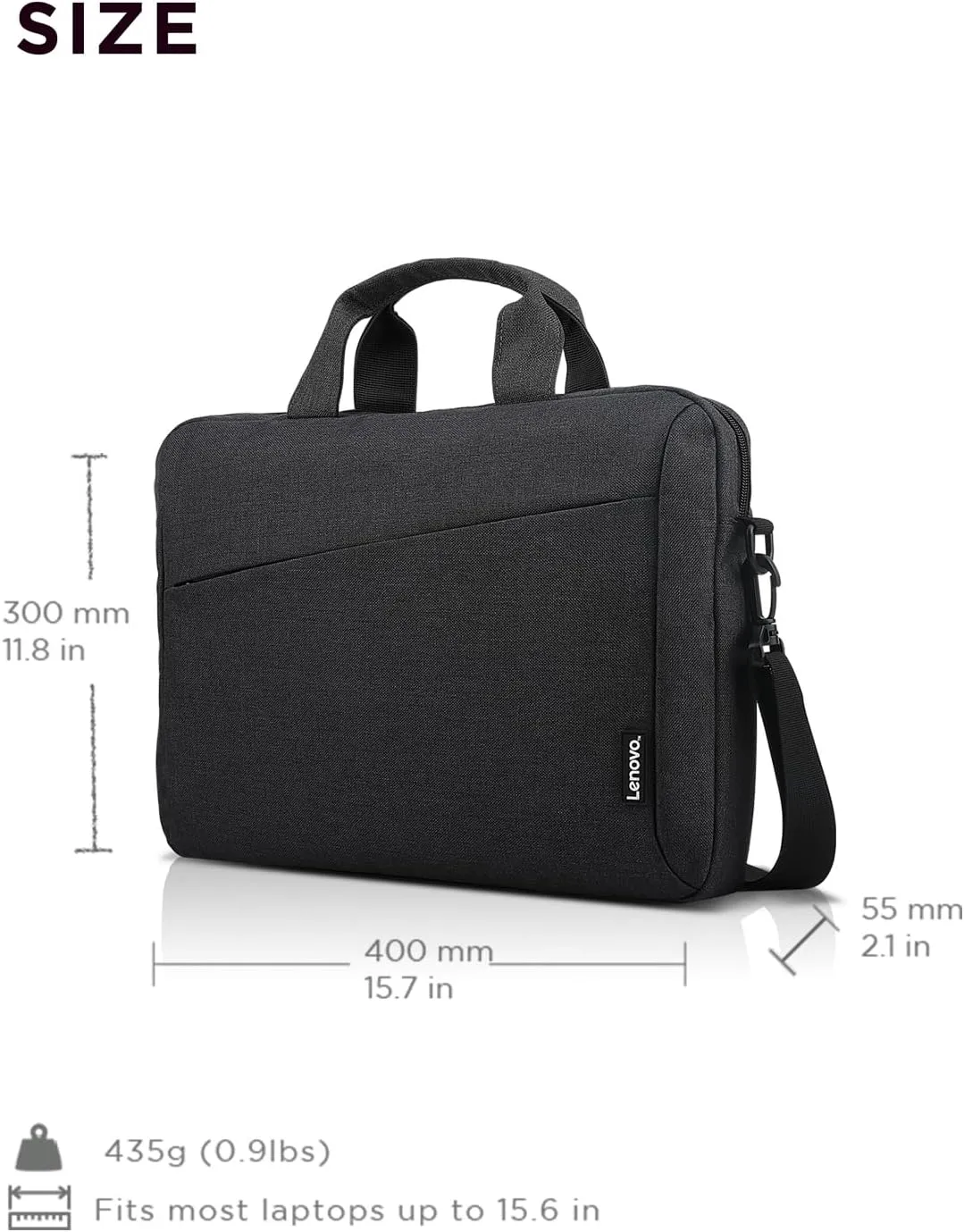 Lenovo Laptop Carrying Case T210, 15.6-Inch Laptop and Tablet, Sleek Design, Durable and Water-Repellent Fabric, Business or School, GX41L83769 Casual Toploader - Eco Black