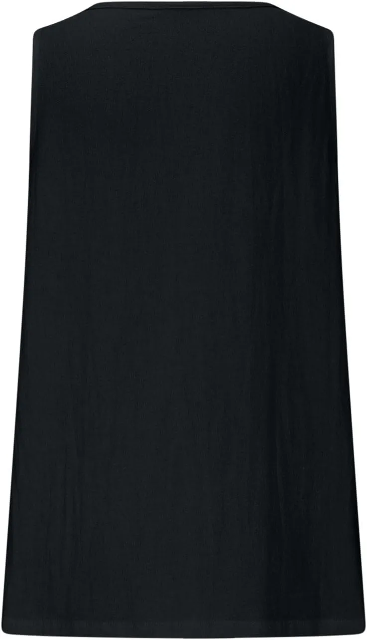 Linen Sleeveless Tank Tops for Women Lace Trim V Neck Basic Summer Blouse Cute Loose Tunic Shirts
