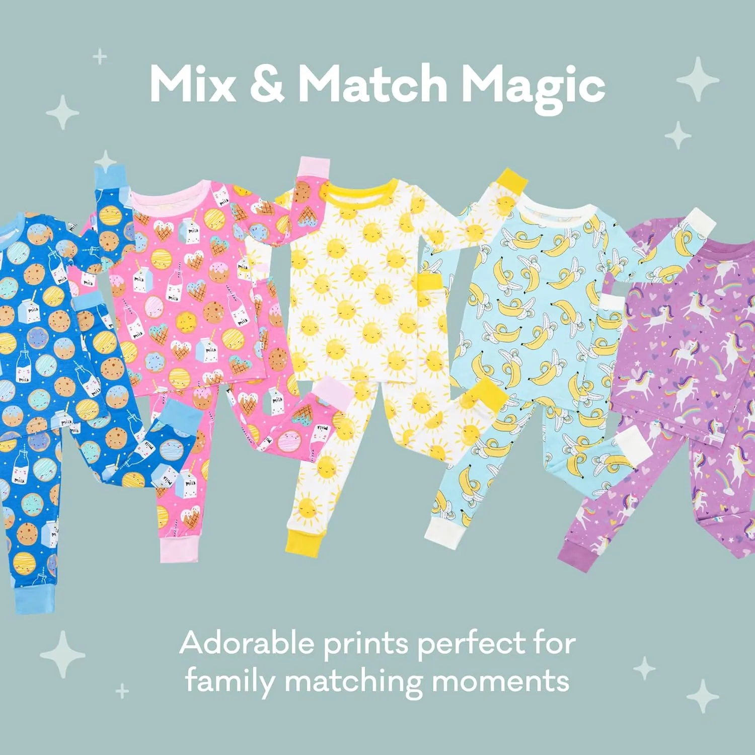 Little Sleepies Two-Piece Pajama Set for Boys & Girls, Soft Viscose from Bamboo, Snug Matching Family PJs, Toddler to Teen