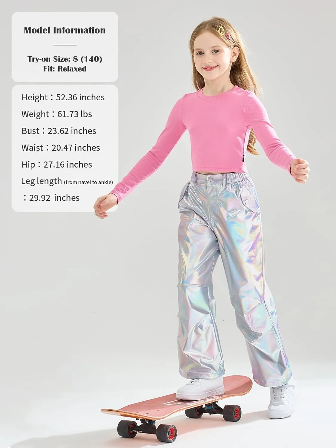 LOLANTA Girls Metallic Jogger Pants, Shiny Jazz Street Hip Hop Dance Pants 7-16, Convertible Leg Opening