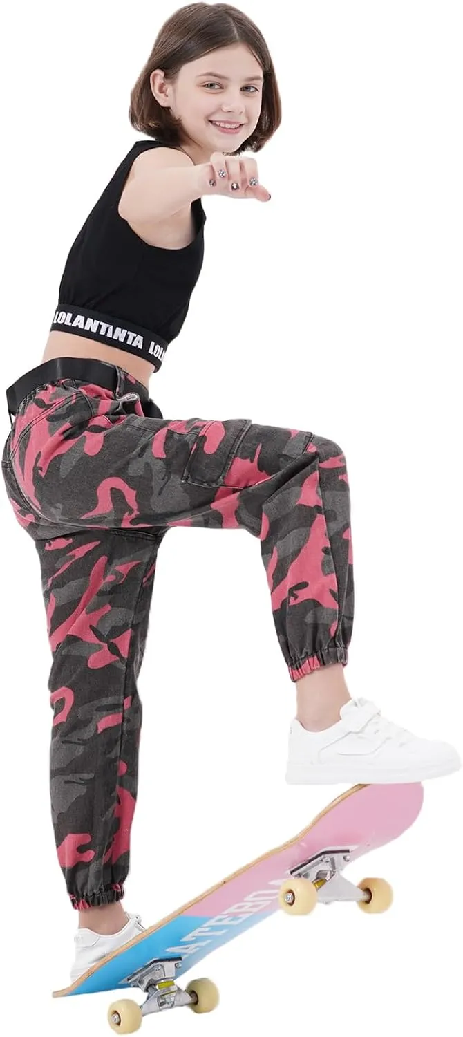 lontakids Girls Hip Hop Clothes 2 Piece Outfits Crop Tops Camouflage Jogger Pants Set Jazz Street Dancewear